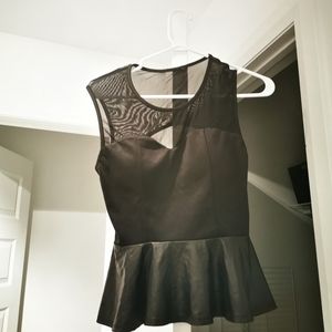 Black sleeveless peplum top